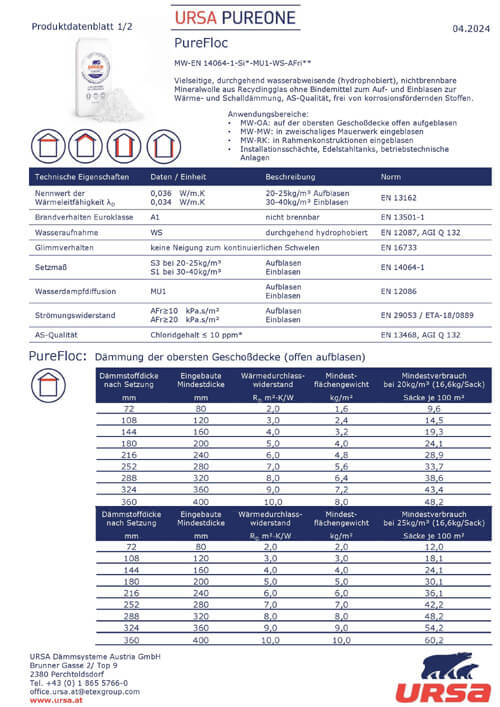 Produktdatenblatt,URSA PUREONE PureFloc